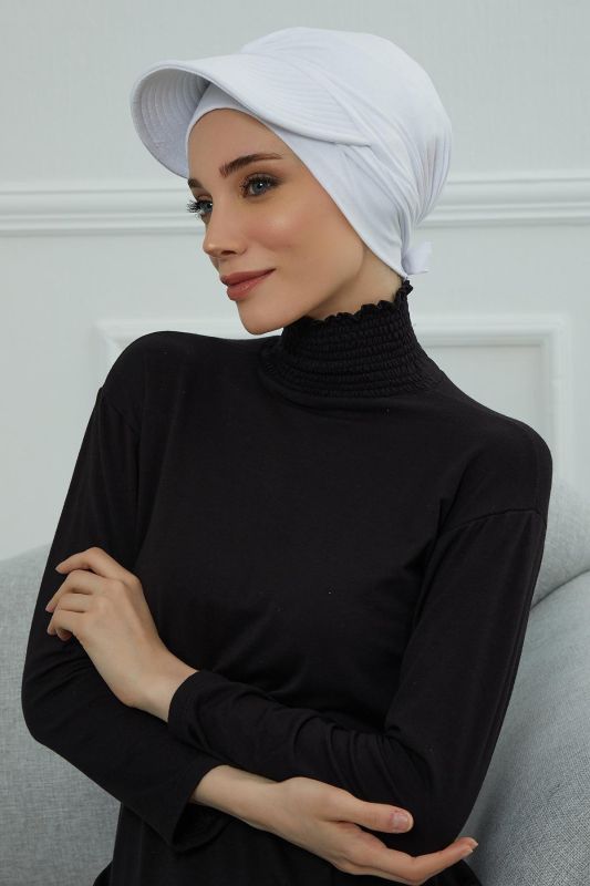Siperlik Detaylı Penye Bone,B-66 Beyaz - 2