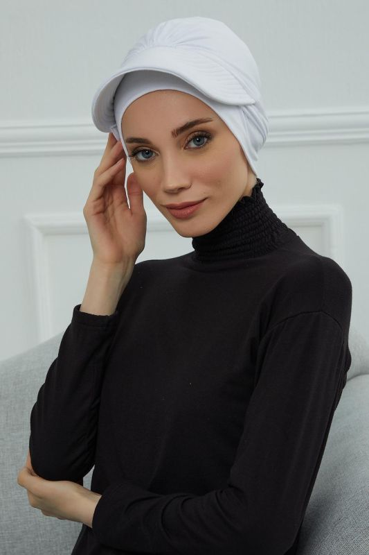 Siperlik Detaylı Penye Bone,B-66 Beyaz - 3
