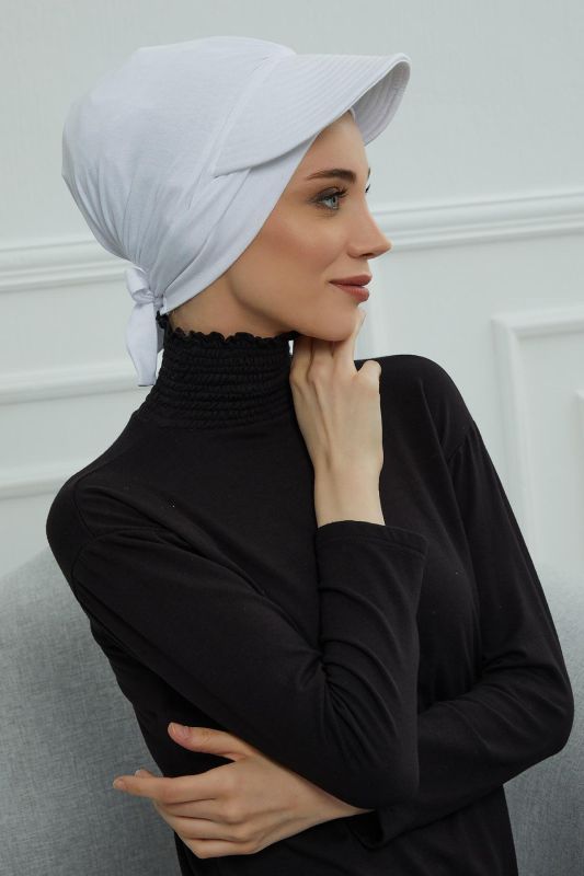 Siperlik Detaylı Penye Bone,B-66 Beyaz - 4