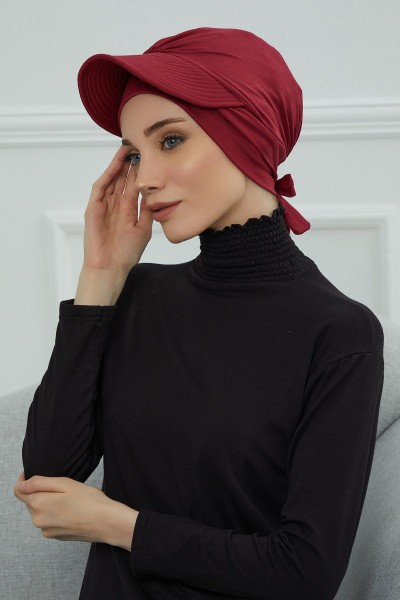 Moda Çizgi - Siperlik Detaylı Penye Bone,B-66 Bordo