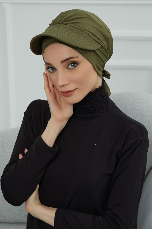 Siperlik Detaylı Penye Bone,B-66 Haki - 3