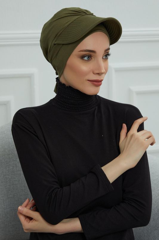 Siperlik Detaylı Penye Bone,B-66 Haki - 4