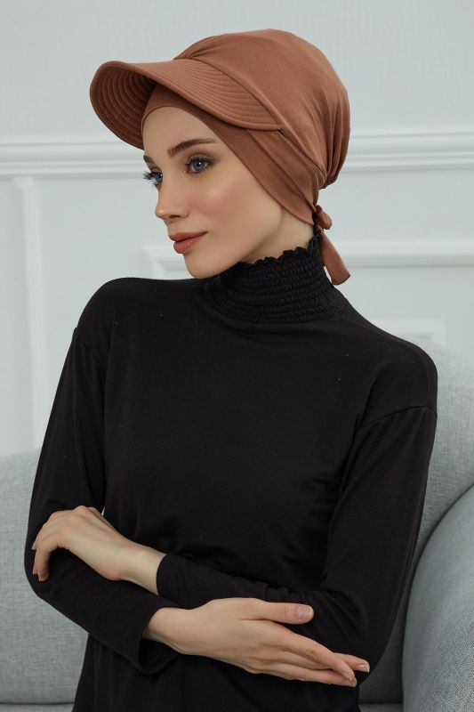 Siperlik Detaylı Penye Bone,B-66 Koyu Kahverengi - 2