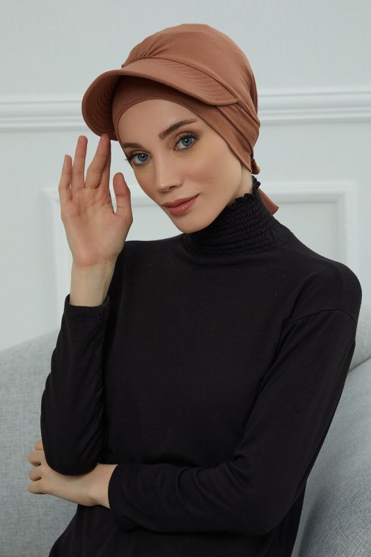 Siperlik Detaylı Penye Bone,B-66 Koyu Kahverengi - 3