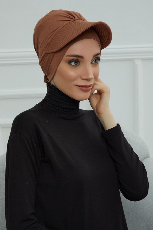 Siperlik Detaylı Penye Bone,B-66 Koyu Kahverengi - 4