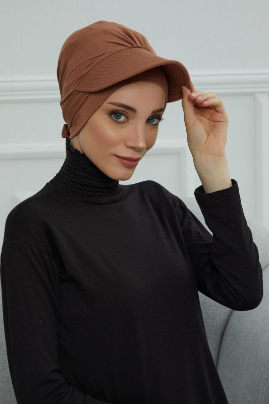 Siperlik Detaylı Penye Bone,B-66 Koyu Kahverengi - 5