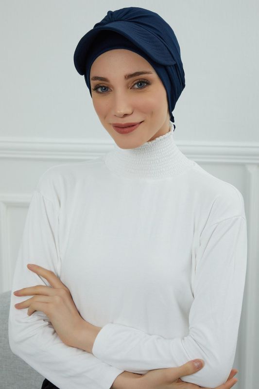 Siperlik Detaylı Penye Bone,B-66 Lacivert - 2