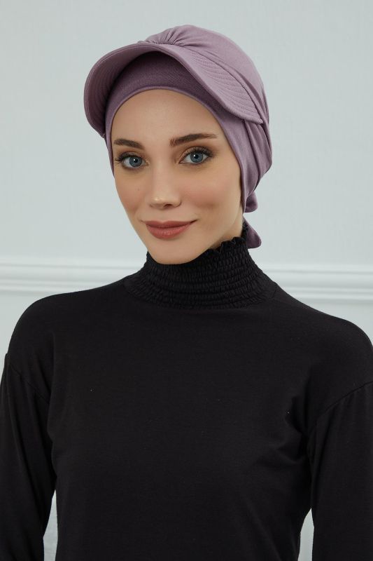 Siperlik Detaylı Penye Bone,B-66 Lila - 1