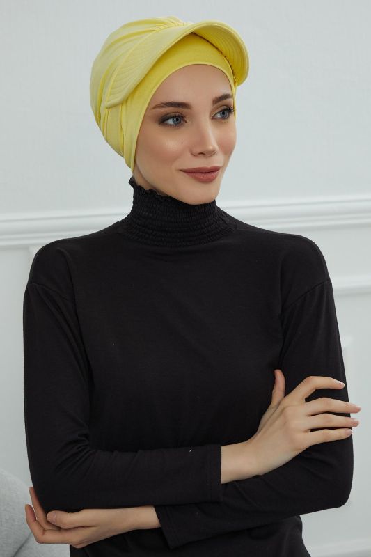 Siperlik Detaylı Penye Bone,B-66 Sarı - 3