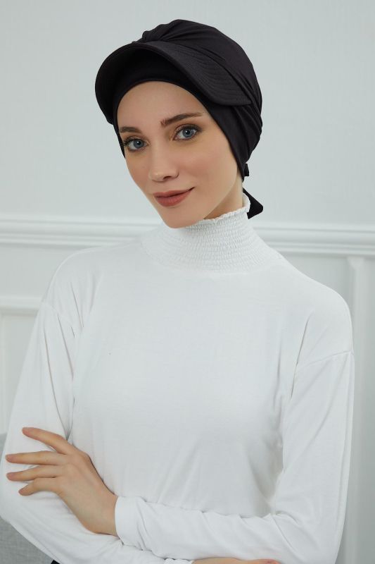 Siperlik Detaylı Penye Bone,B-66 Siyah - 1