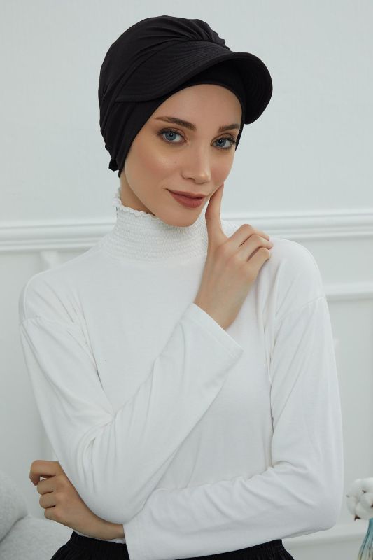Siperlik Detaylı Penye Bone,B-66 Siyah - 4