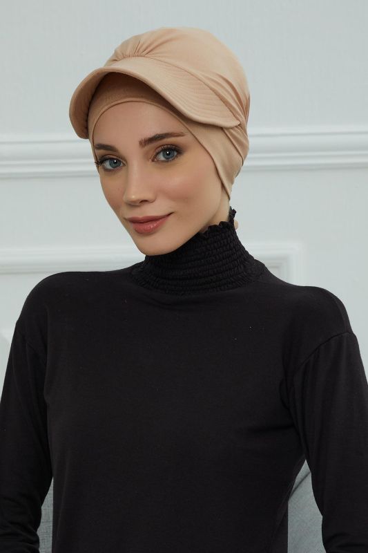 Siperlik Detaylı Penye Bone,B-66 Sütlü Kahve - 1
