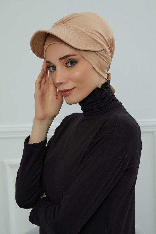 Siperlik Detaylı Penye Bone,B-66 Sütlü Kahve - 5