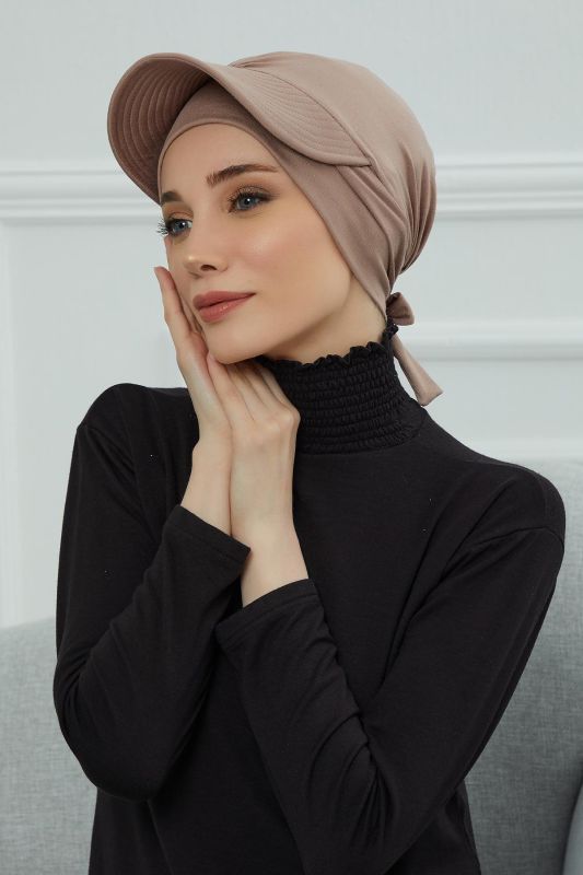 Siperlik Detaylı Penye Bone,B-66 Vizon - 1