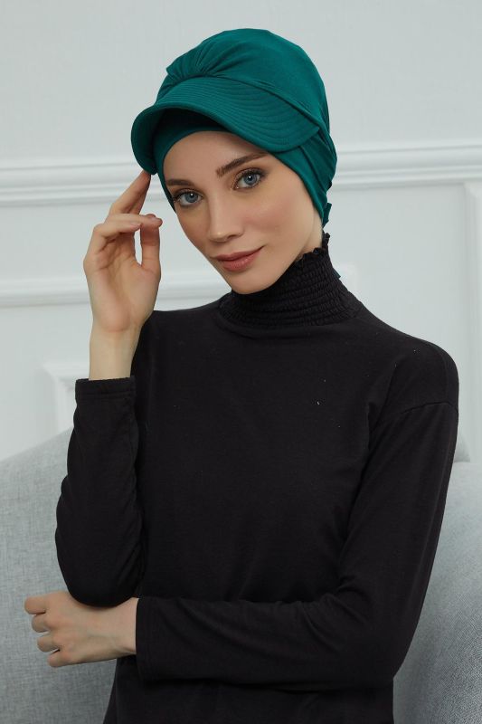Siperlik Detaylı Penye Bone,B-66 Yeşil - 1