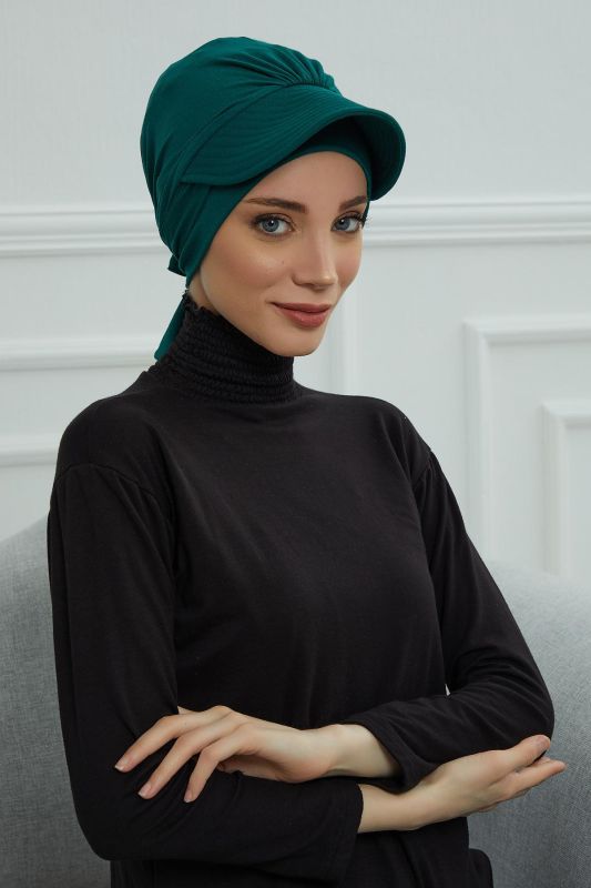 Siperlik Detaylı Penye Bone,B-66 Yeşil - 5