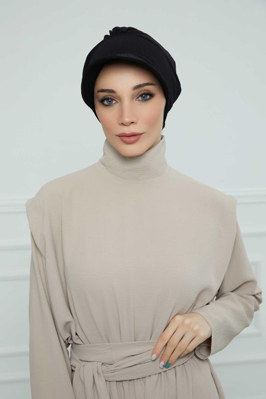 Visored Aerobin Hat Bonnet,B-73A Black - 3