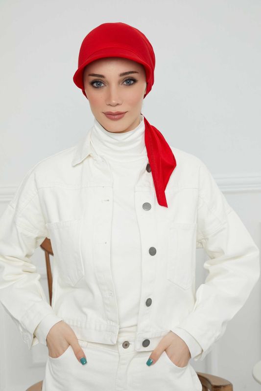 Siperlikli Bandana Bone,B-71 Kırmızı - 2