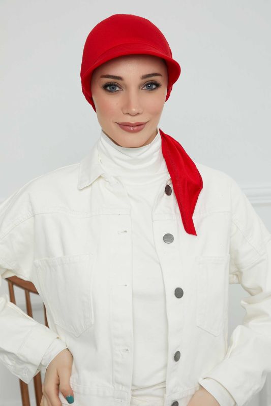 Siperlikli Bandana Bone,B-71 Kırmızı - 3