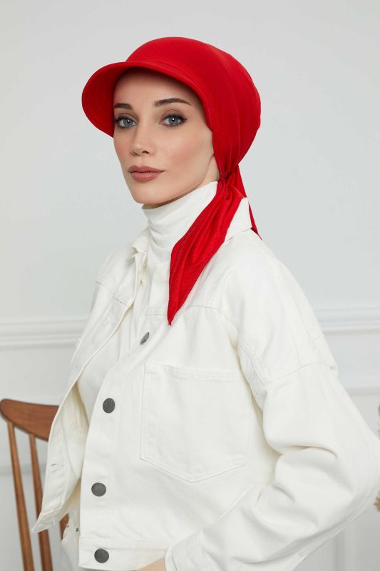 Siperlikli Bandana Bone,B-71 Kırmızı - 4