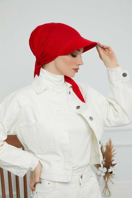 Siperlikli Bandana Bone,B-71 Kırmızı - 5