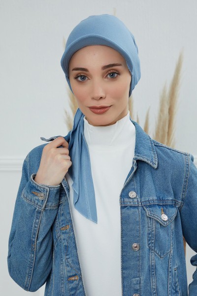 Moda Çizgi - Siperlikli Bandana,B-40 Mavi