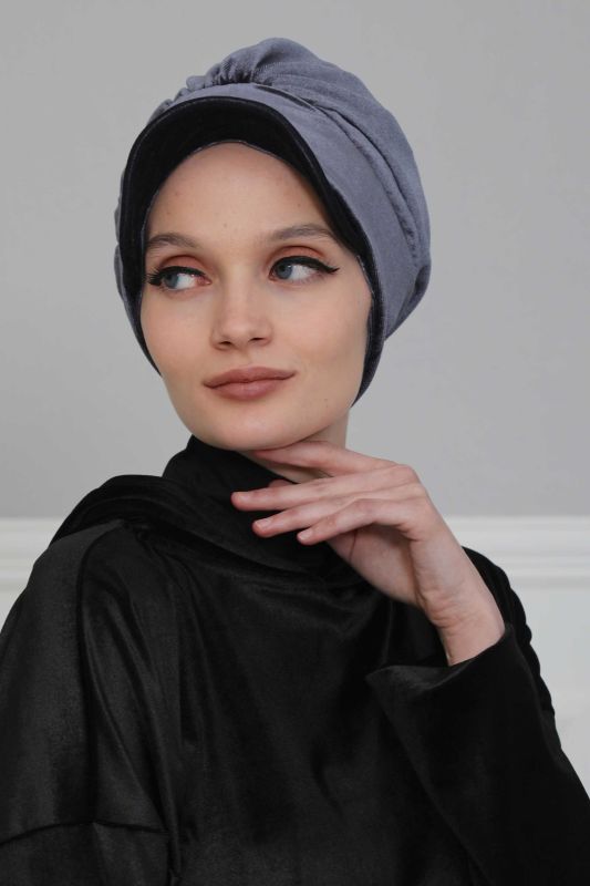 بونيه مخملي مع قناع، B-30K أنثراسايت - 1