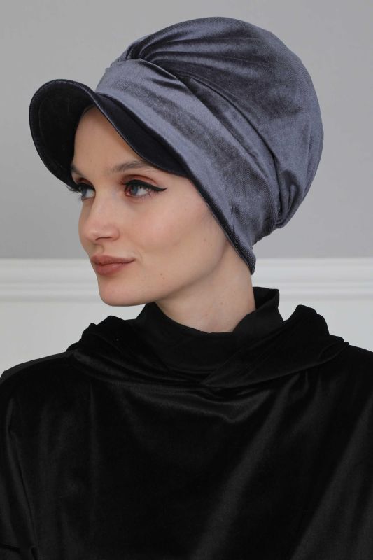 بونيه مخملي مع قناع، B-30K أنثراسايت - 2