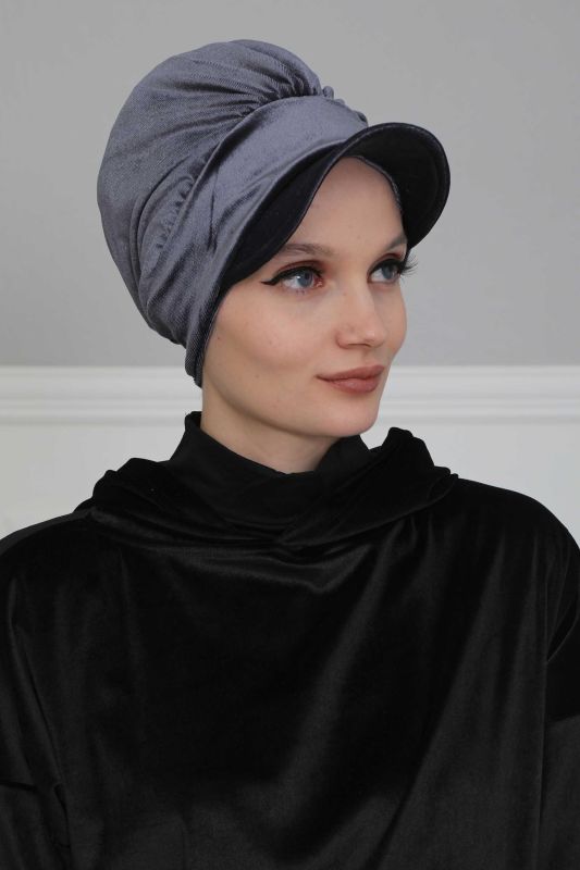 بونيه مخملي مع قناع، B-30K أنثراسايت - 3