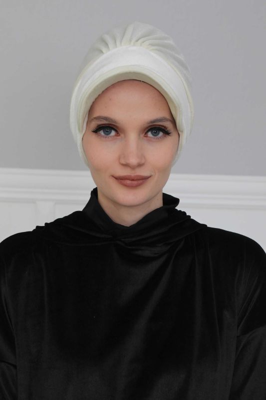 Siperlikli Kadife Bone,B-30K Krem - 2