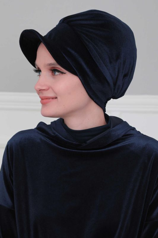 Siperlikli Kadife Bone,B-30K Lacivert - 2