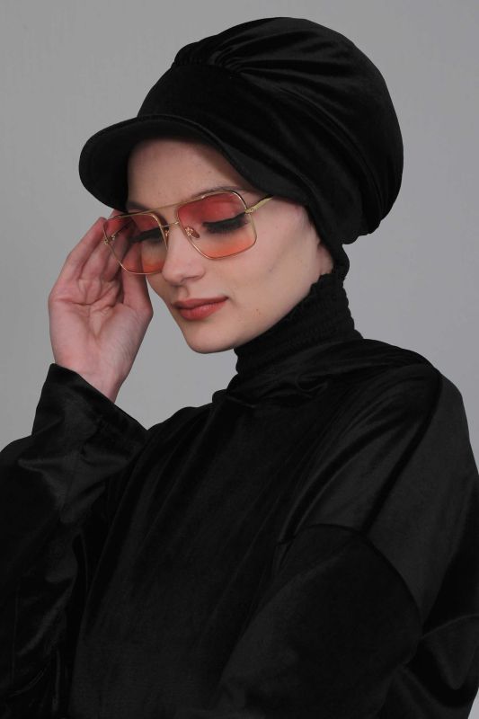 Siperlikli Kadife Bone,B-30K Siyah - 1