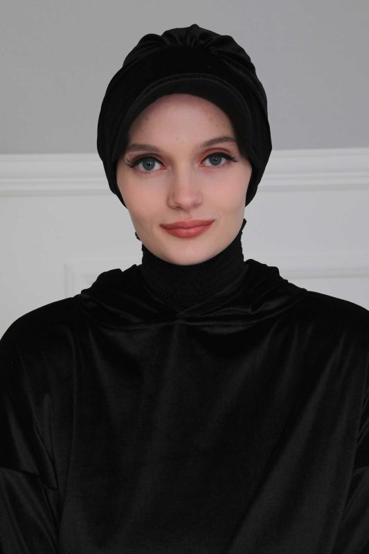 Siperlikli Kadife Bone,B-30K Siyah - 3