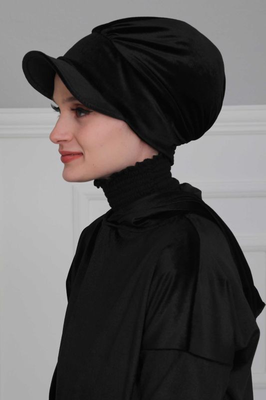 Siperlikli Kadife Bone,B-30K Siyah - 4