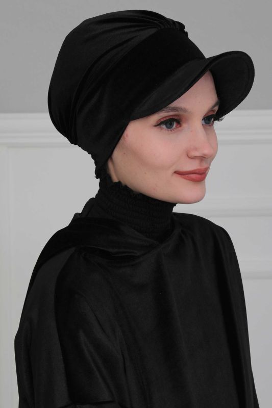 Siperlikli Kadife Bone,B-30K Siyah - 5