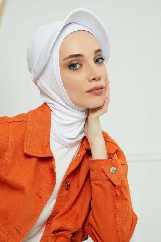Siperlikli Penye Bone,B-75 Beyaz - 6