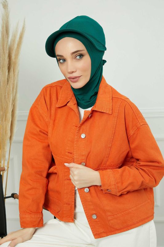 Siperlikli Penye Bone,B-75 Koyu Yeşil - 7