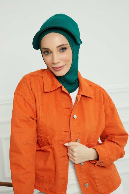 Siperlikli Penye Bone,B-75 Koyu Yeşil - 8