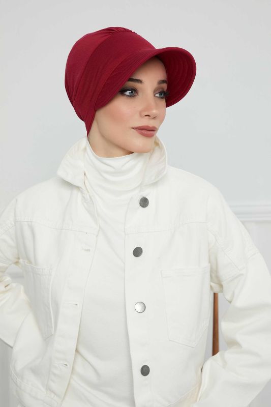 Siperlikli Penye Şapka Bone,B-73 Bordo - 4