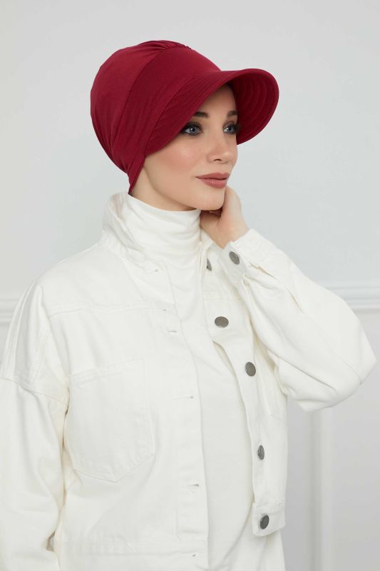 Siperlikli Penye Şapka Bone,B-73 Bordo - 5