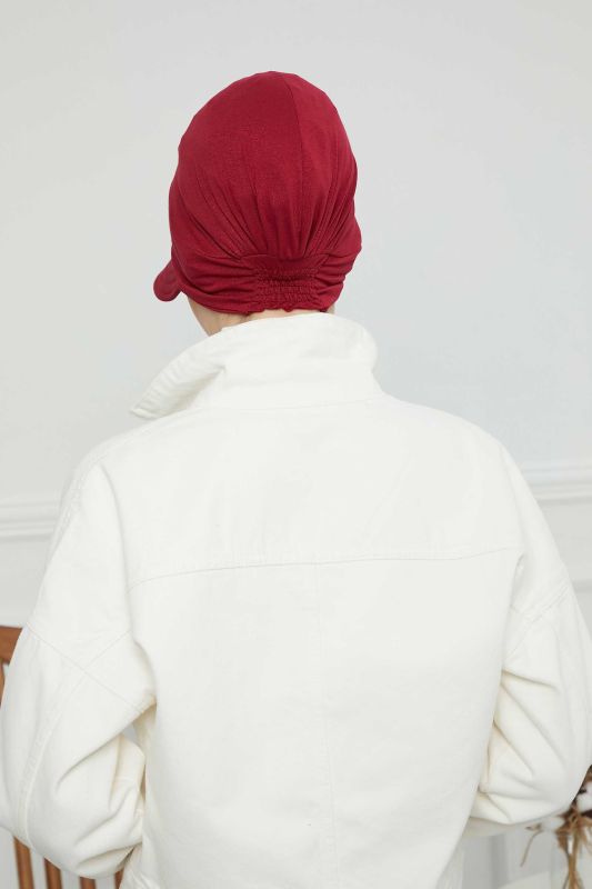 Siperlikli Penye Şapka Bone,B-73 Bordo - 6