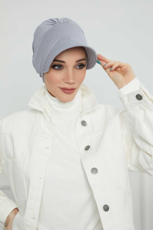 Siperlikli Penye Şapka Bone,B-73 Gri 2 - 4