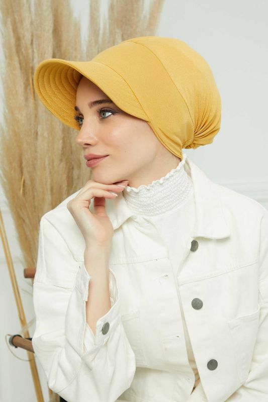 Siperlikli Penye Şapka Bone,B-73 Hardal Sarısı - 3