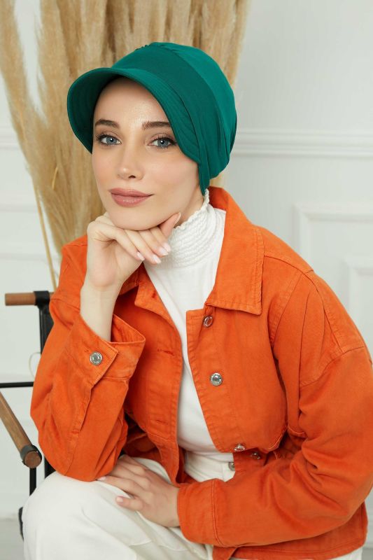 Siperlikli Penye Şapka Bone,B-73 Koyu Yeşil - 4