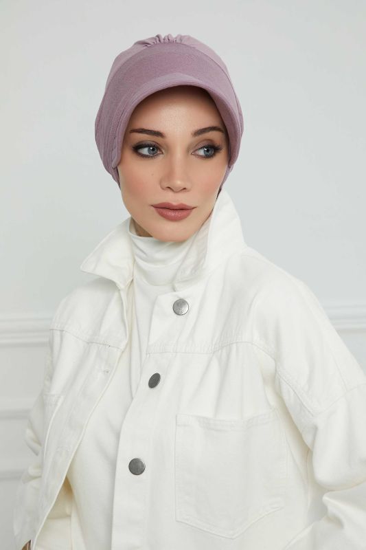 Siperlikli Penye Şapka Bone,B-73 Lila - 2