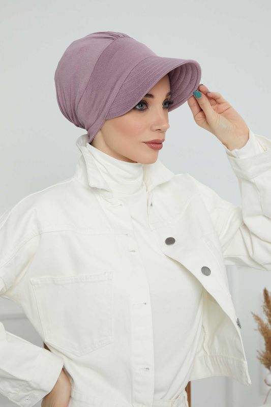 Siperlikli Penye Şapka Bone,B-73 Lila - 4