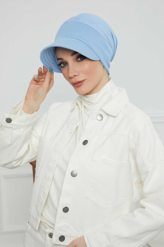 Visor Combed Cotton Hat Bonnet,B-73 Blue - 1
