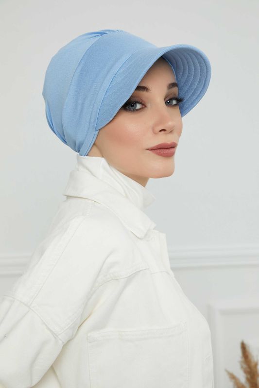 Visor Combed Cotton Hat Bonnet,B-73 Blue - 2