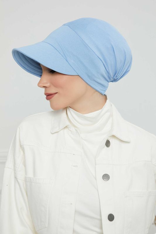 Visor Combed Cotton Hat Bonnet,B-73 Blue - 3