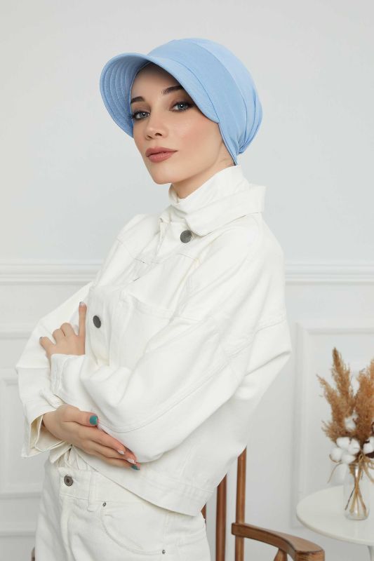 Visor Combed Cotton Hat Bonnet,B-73 Blue - 5